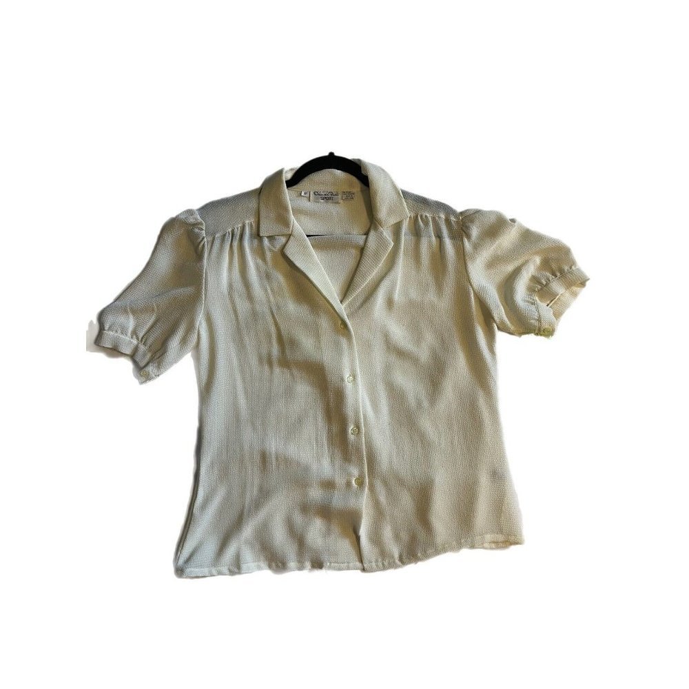 Vintage Size 12 Oscar De La Renta Ivory Blouse Timeless Beauty Workwear Rn57033